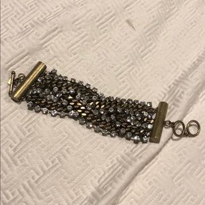 Bracelet:brushed gold chain & rhinestone